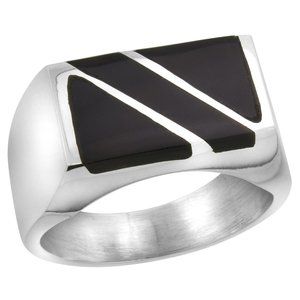 Sterling Silver Mens Black Onyx Ring